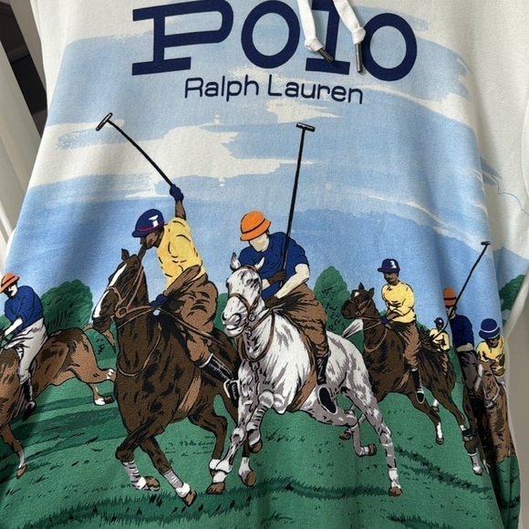 Polo Ralph Lauren Scenic Polo Match Hooded Sweatshirt Hoodie Horses Equestrian - Picture 3 of 5